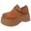 New retro versatile small platform shoes women's autumn and winter suede one-pedal single shoes