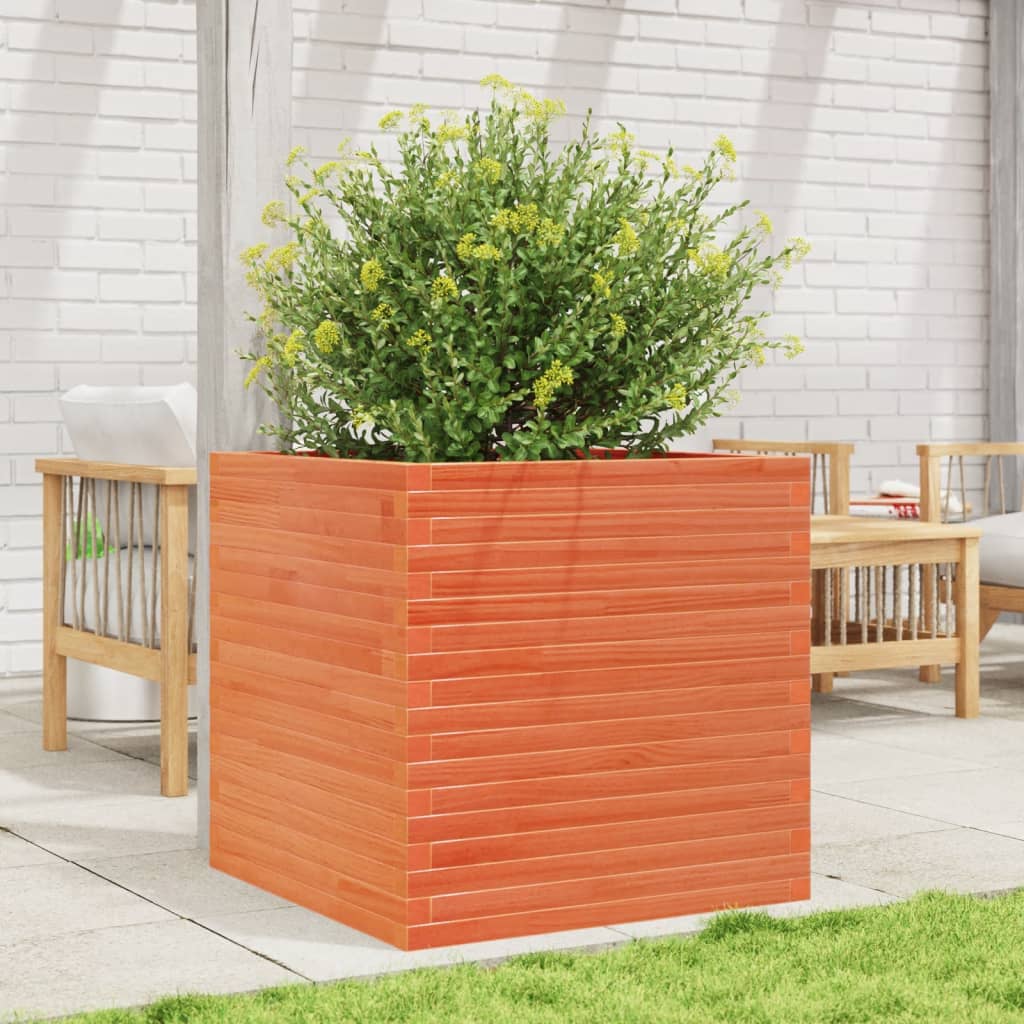 Plant Pot Wax Brown 70 X 70 X 68.5 Cm Solid Pine Wood
