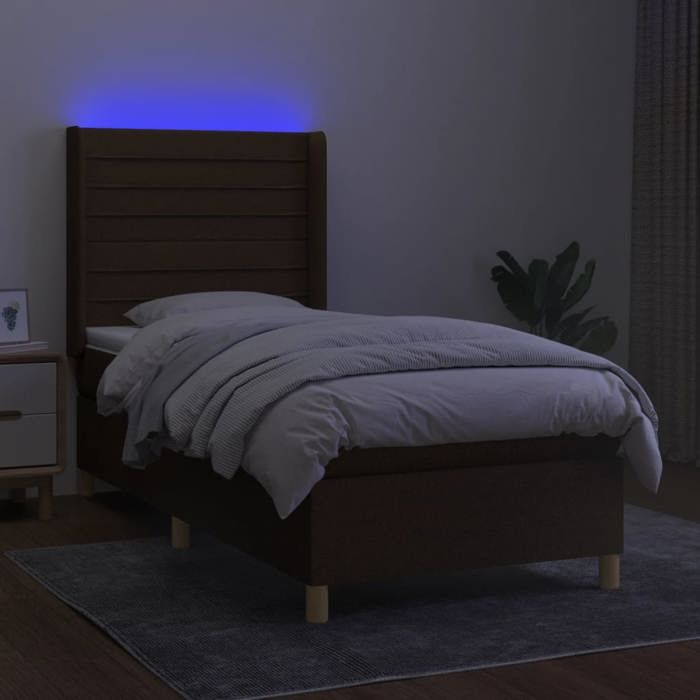 Maison Exclusive - Sommier à lattes de lit matelas LED Marron foncé 80x200cm Tissu