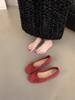 Gentle Ballet Ladyshoes Flats French Candy Soft Sole Silver New Chinese Red Single Shoes Autumn Small Fragrant Women's Shoes