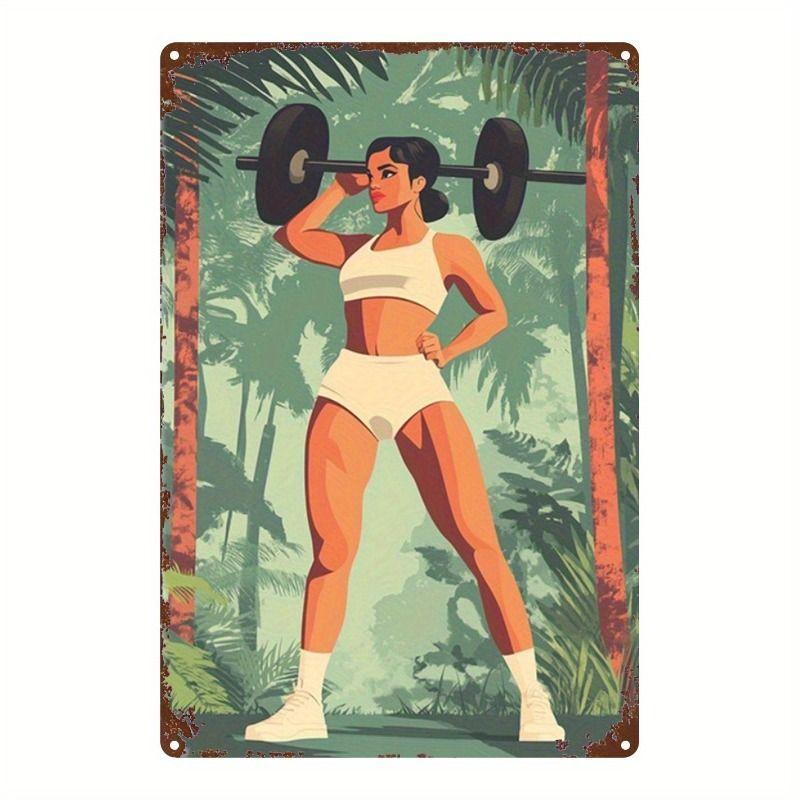Gym Motivation Metal Tin Sign Fitness Weightlifting Dumbbell Wall Art Decor Home Gym Garage Man Cave Poster Painting