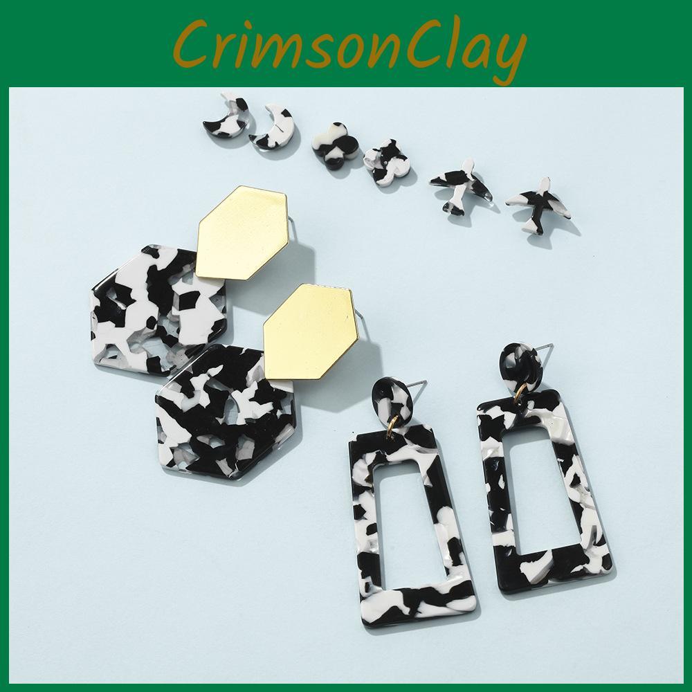 Trendy Acrylic Leopard Print Star Shape Earrings Perfect For Birthdays Holidays