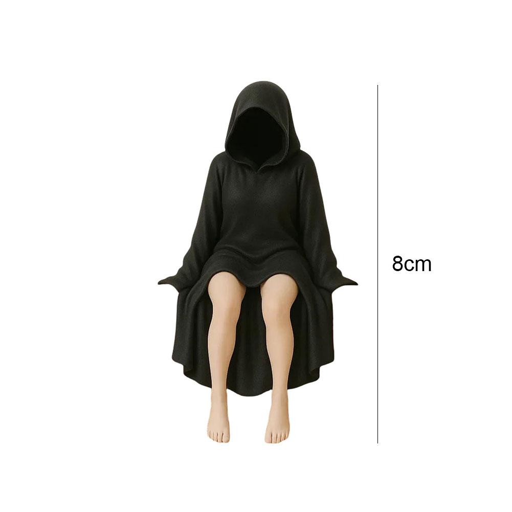 Mysterious Statue New Gothic Bookshelf Decor Black Robe Queen Figure Elegant Sitting Posture 3D Printed Statue Garden Bookshelf