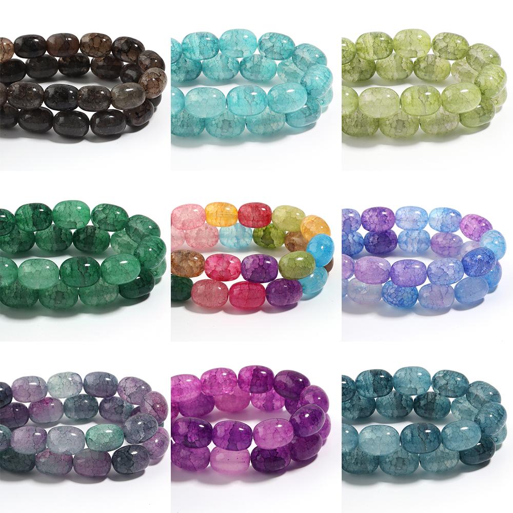 28pcs/lot 10x14mm Colorful Glass Beads Barrel Shape Loose Spacer Beads For Jewelry Making DIY Bracelet Necklace Accessories