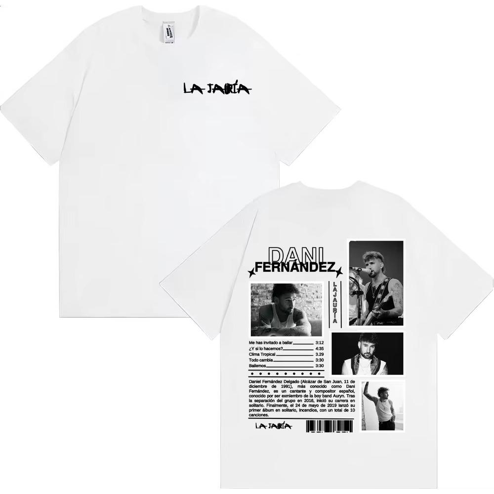 Piosenkarz Dani Fernandez La Jauria Koszulka z trasy koncertowej Albumu Męska Damska Codzienna Bawełniana Koszulka z Krótkim Rękawem Modna Retro Oversize Koszulki