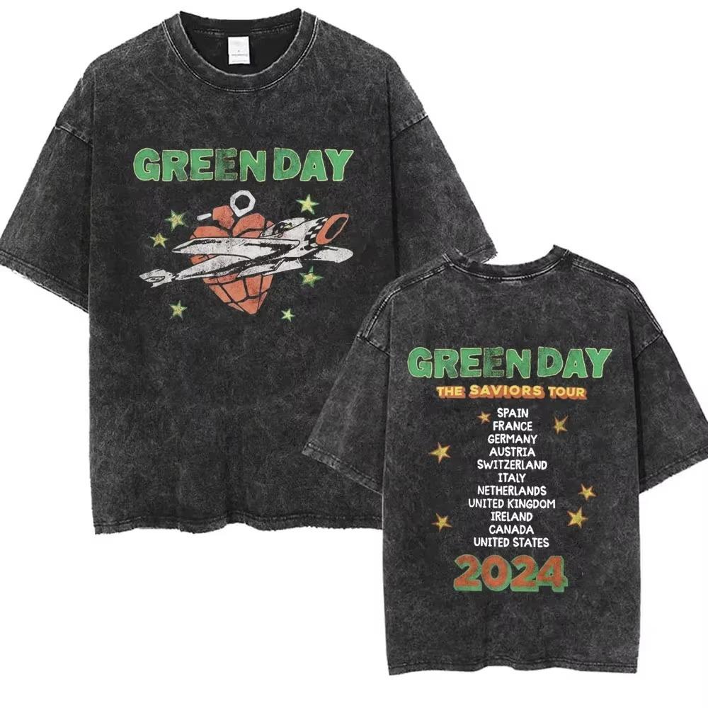 New Arrival Mens Clothes Tee Shirt Homme Graphic TShirts Men Tshirt for Men Ropa Hombre Washed Vintage Punk Band Green Day