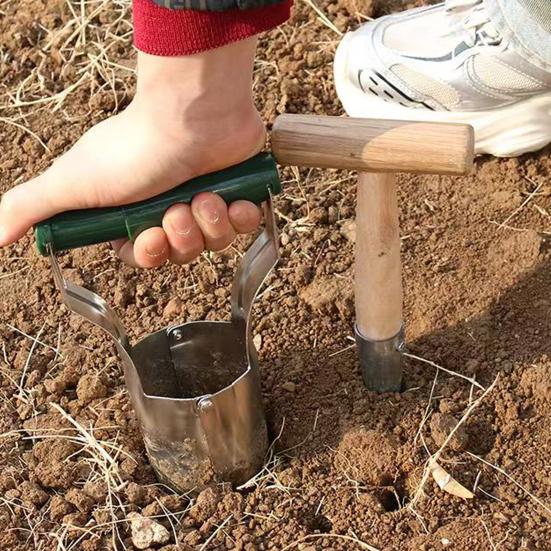 Pflanzlochstecher zum Anpflanzen von Samen und Blumenzwiebeln, leichter Gartensamenspender mit Holzgriff, handliches Werkzeug für Tulpen, Narzissen und Safran