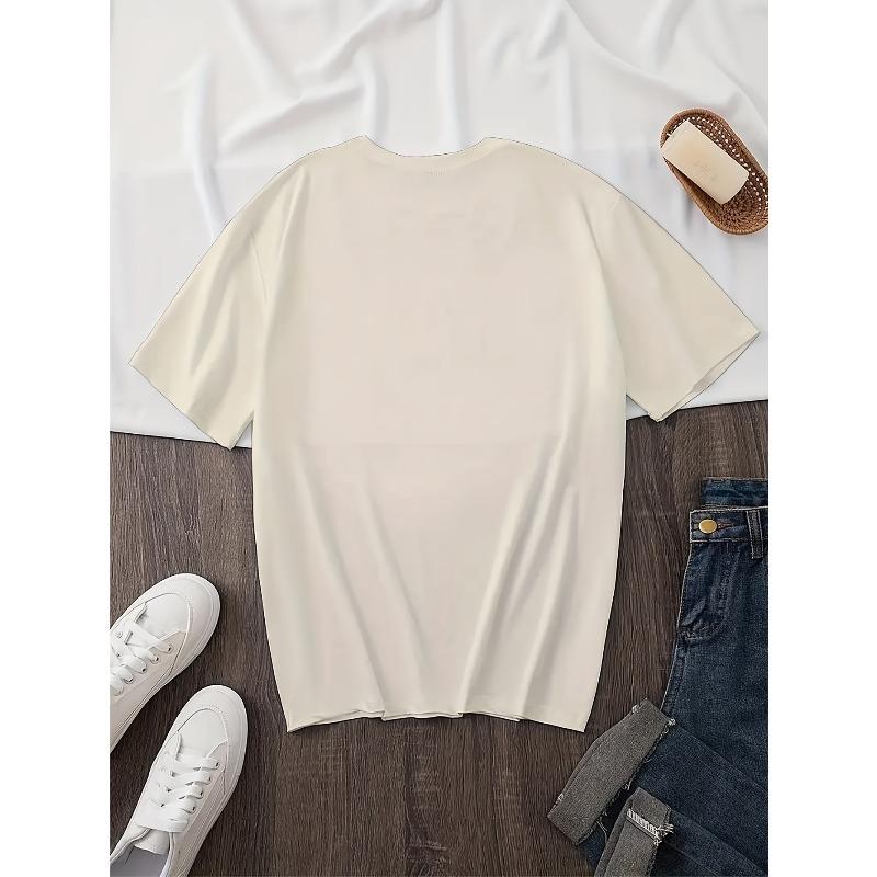 European Size One Loved Lunch Lady Heart Pattern Print | European and American Fashion Casual Round Neck Short Sleeve T-shirt