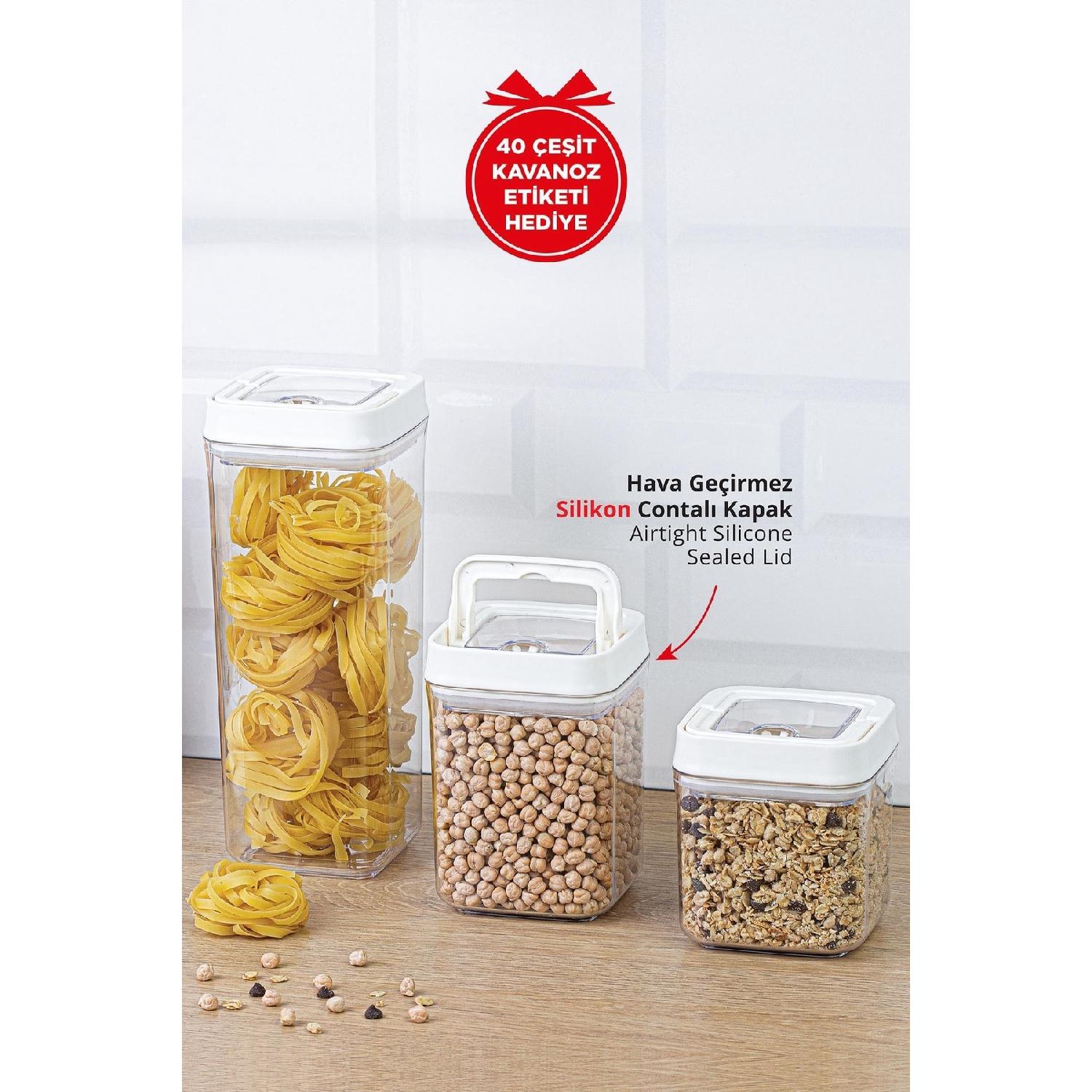 

White Clip And Vacuum Supply Jar Square Set Of 3