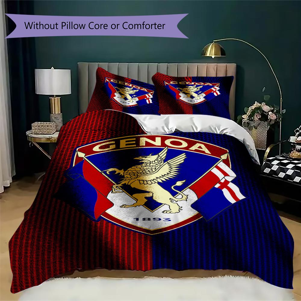 Genoa CFC Pattern Bedding,Quilt Set Quilt Cover Pillowcase Home Birthday Gift(1 * Duvet Cover + 2 * Pillowcase, Without Core)_lx