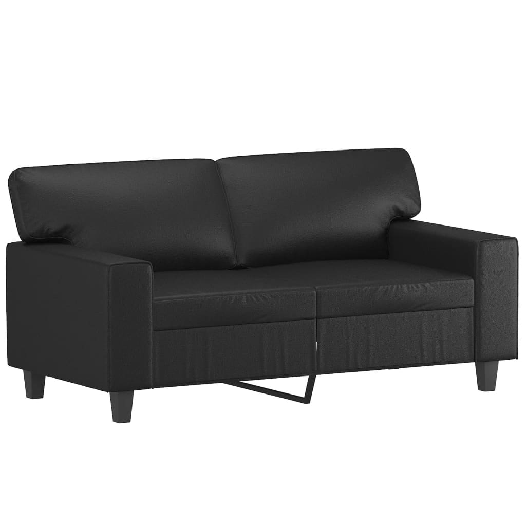 2 Piece Sofa Set with Cushions Black Faux Leather