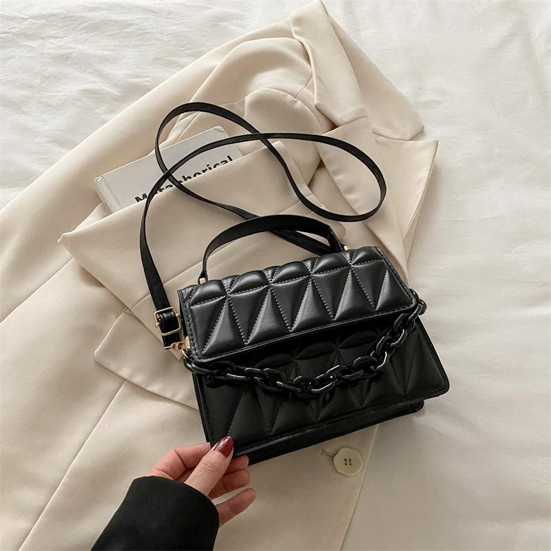 

Solid color texture small bag women s summer new trendy fashion portable small square bag simple diamond shoulder messenger bag