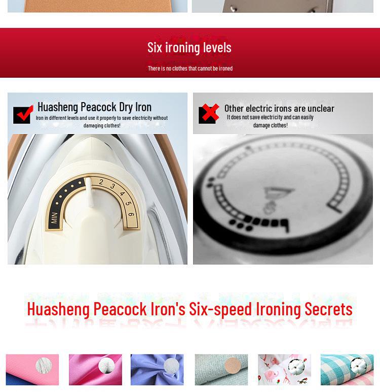 Huasheng altmodisches elektrisches Handbügeleisen mit Temperaturregelung für den trockenen industriellen und privaten Gebrauch