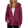 Women's Fashionable Loose Fleece Hooded Casual Cardigan With Zipper Sweatshirt