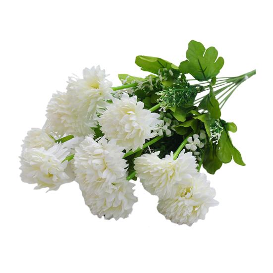 

Artificial Chrysanthemum Bouquet UV Resistant Realistic Fake Silk Flower Wedding Party Indoor Outdoor Garden Faux Flower Decoration білий