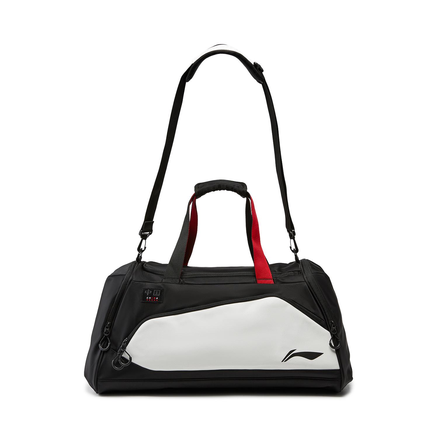 Li Ning Microfiber Polyurethane Synthetic Leather Handbag Gym Bag Unisex Black Gray ABLW025-1 35L