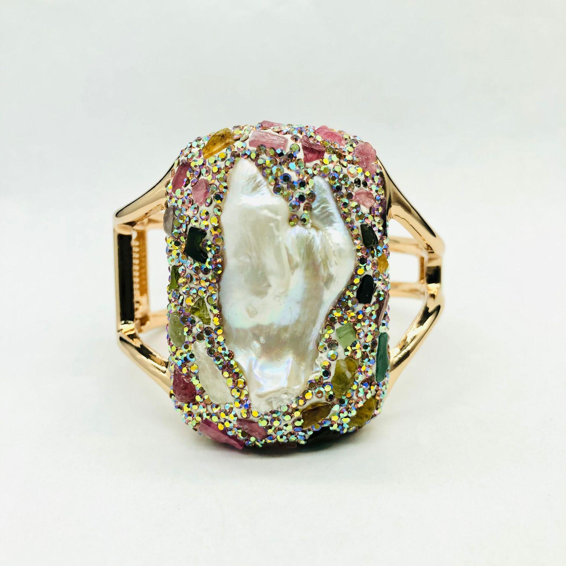 

Baroque Pearl Cuff Bracelet with Colored Tourmaline