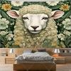 Sheep in Garden Tapestry Wall Hanging Animal Ram Sheep Deer Tapestry Aesthetic Room Decor Wallpapers For Bedroom Paintings