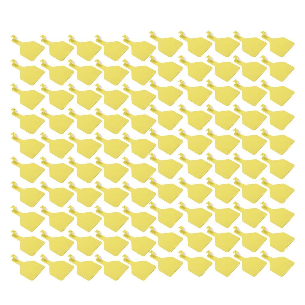 100pcs Blank Livestock Ear Tag Thickened TPU Reusable Animal Ear Label for Dairy Cattle Beef Cattle Yaks Horses Camels Yellow