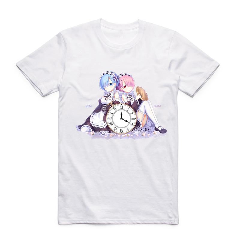 2019Fashion Men Print Re:Zero REM Anime T Shirt O-Neck Short Sleeve Summer Re:Life In A Different World From Zero Unisex Top Tee