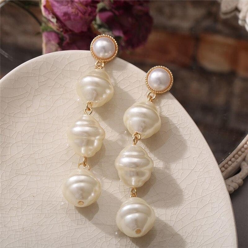 Irregular Pearl Drop Earrings 