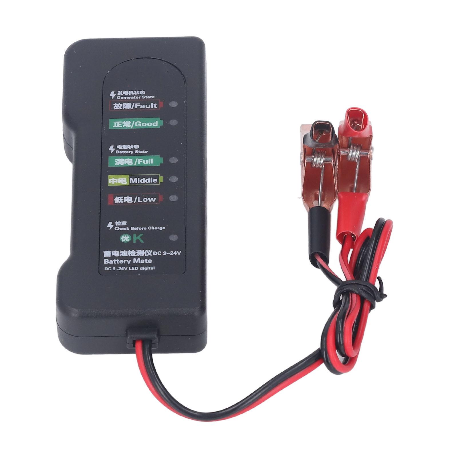 

12 В автомобильный тестер аккумулятора с зажимами для тестирования 6 светодиодный дисплей детектор неисправностей автомобильного аккумулятора