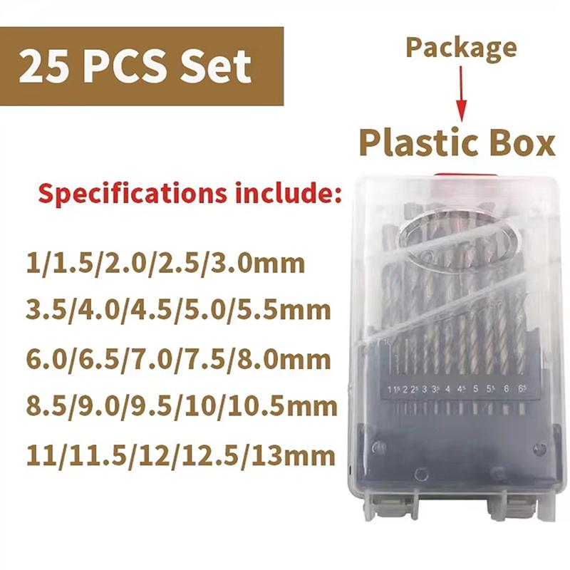 13/19/25Pcs Hss M35 Cobalt High Speed Steel Twist Drill Bit Tool Set Of Drills Accessories For Metal Stainless Steel Drilling