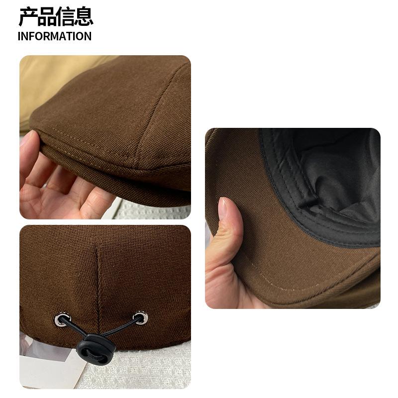 American retro solid color autumn and winter hat, face-slimming beret for women, artistic and versatile, suitable for large head sizes, casual hat