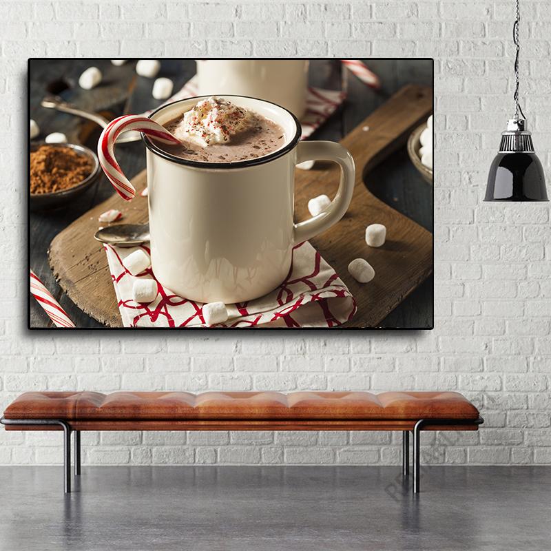 Hot Chocolate Drink HD Pictures Canvas Painting Chocolate Coffee Posters Prints for Coffee Shop Wall Decor Cuadros