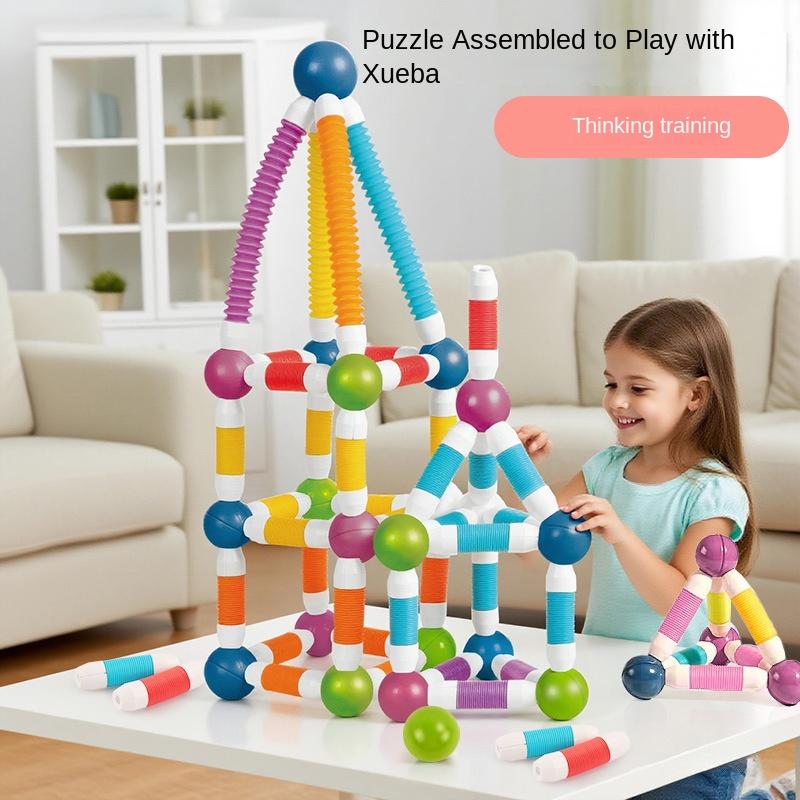 Non-Toxic Childrens Magnetic Building Set Soft Grip Versatile And Scalable Magnetic Rod Blocks Early Education Puzzle Stem Sensory Toy