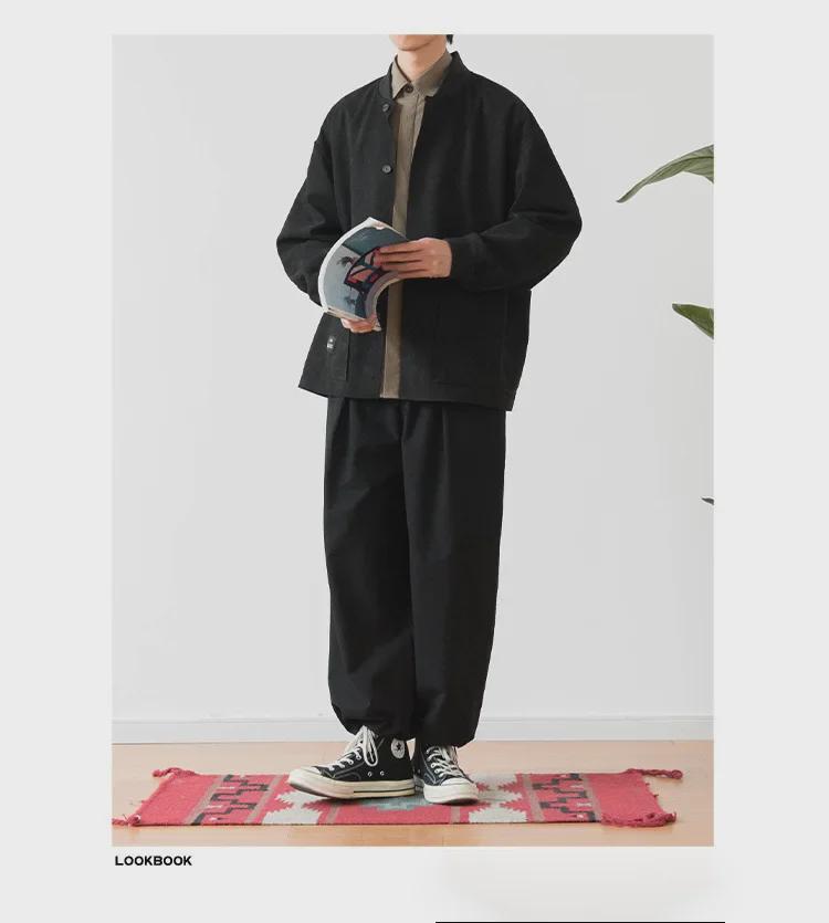 Jaqueta de beisebol unissex japonesa retrô de camurça com ombros caídos (Outono de 2022)