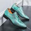 2024 Autumn Men's Plus Size Patent Leather Glossy Pointed Toe Lace-up Formal Shoes for Business & Wedding