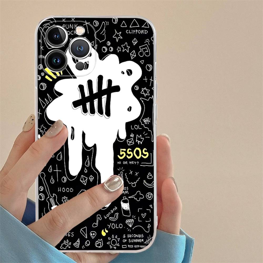 Seconds-of-Summers-5SOS Transparent Case For IPhone 11 12 13 14 15 16 17 Air Pro Max Plus Mini Shockproof Cover