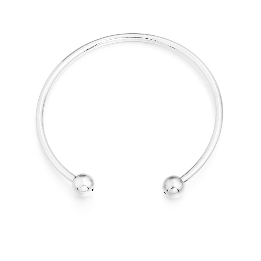 Metal European Silver Color Adjustable Cuff Open Bangles Cuff Bracelets With Bead Charms For Women DIY Jewelry Making