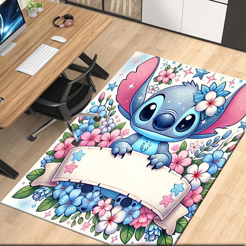 Stitch Printed Carpet, for Office Chair Living Room Bedroom Kitchen Room Decor Gifts.