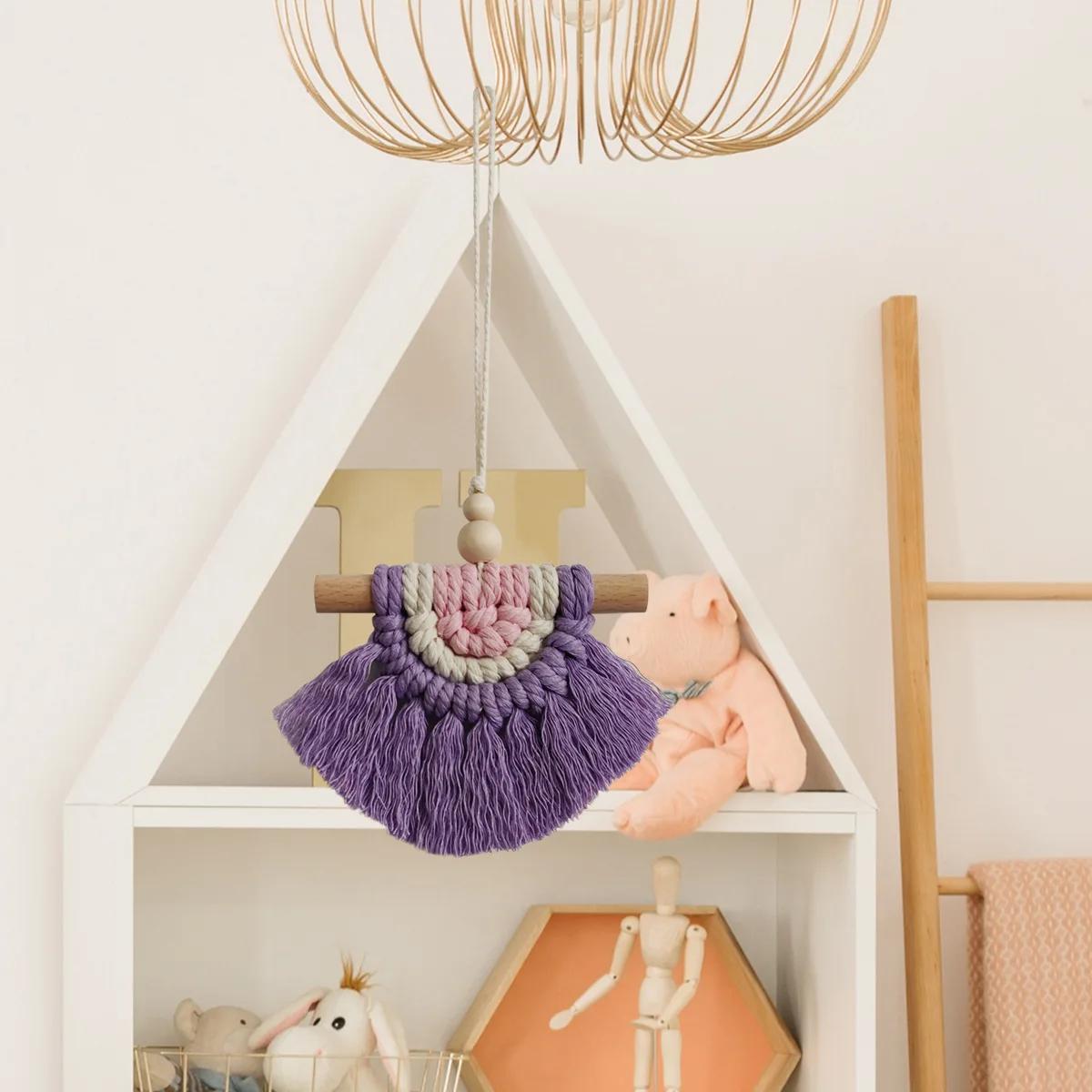 

Тканый вручную Богемный гобелен Разноцветный Хлопковый Настенный декор Комната для девочки Поделки Украшение Дом Спальня Аксессуары Домашний декор фиолетовый