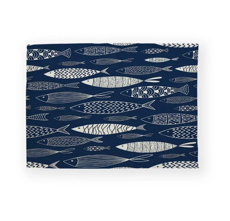 Fisch Meeresleben Muschel Muster Küchen-Tischset Leinen Esstisch-Matten Untersetzer Schale Tasse Matte Fisch Haus Dekoration Tisch s