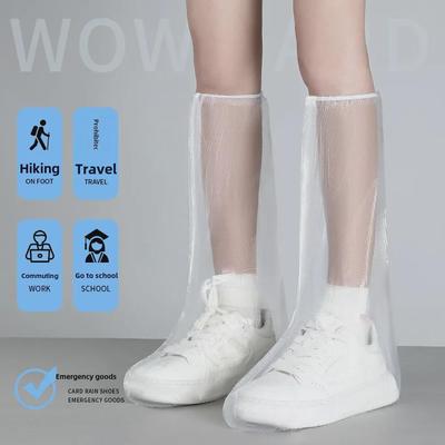 Transparent Waterproof Disposable Shoe Covers - Thick, Long, and Individually Packaged for Outdoor Use