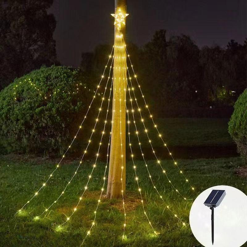

Solar Holiday Decoration Lights LED Christmas String Lights USB 8 Modes Indoor Outdoor Glowing Stars Hanging Fairy Flash Lights 2M теплим білим кольором