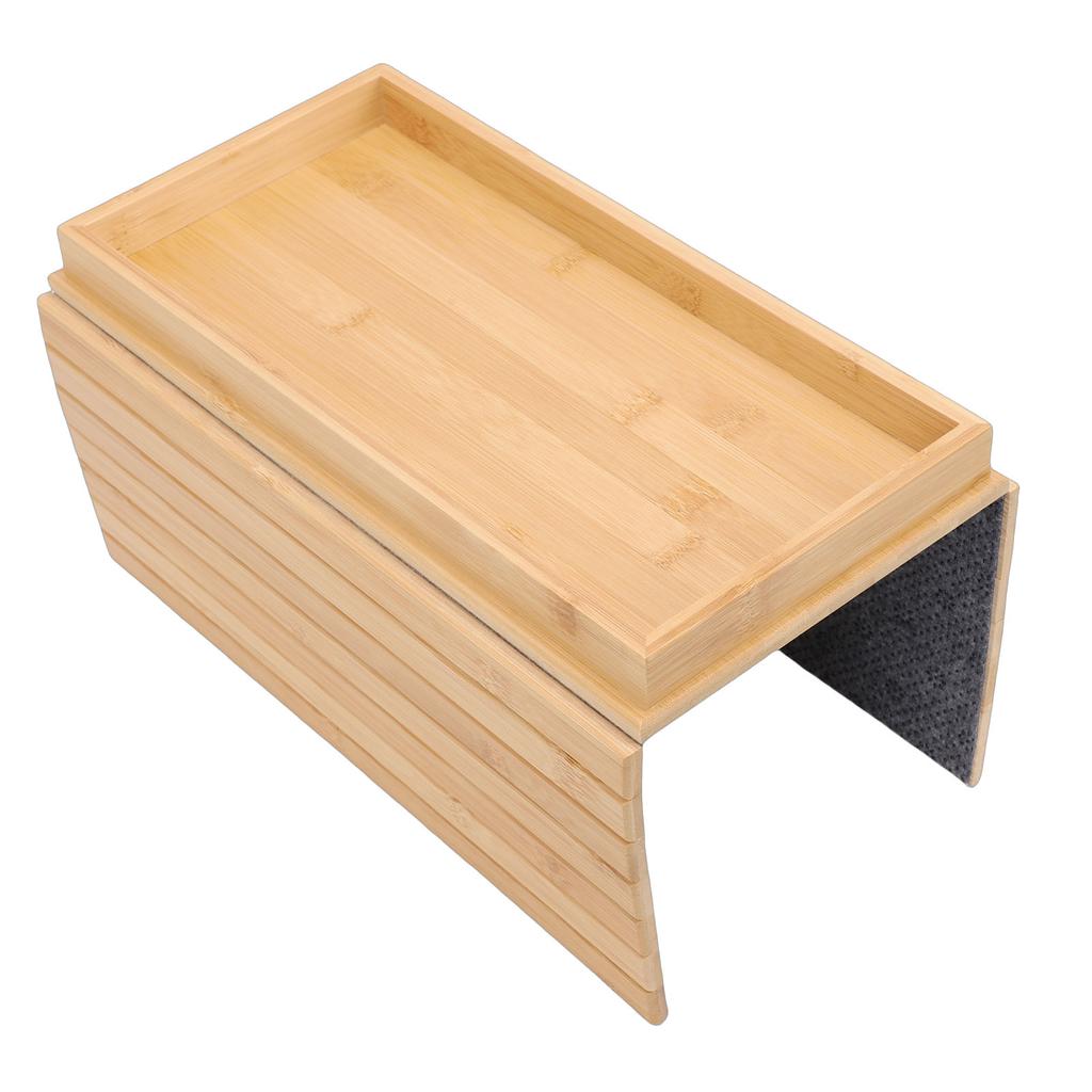 Couch Cup Holder Portable Foldable Non Slip Bambusoideae Sofa Armrest Tray for Living Room