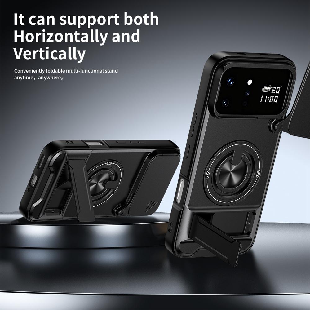 KEYSION Magnetic Phone Case for Infinix Note 60 Ultra 5G Slide Camera Protection Upright Stand 360° Ring Shockproof Back Cover