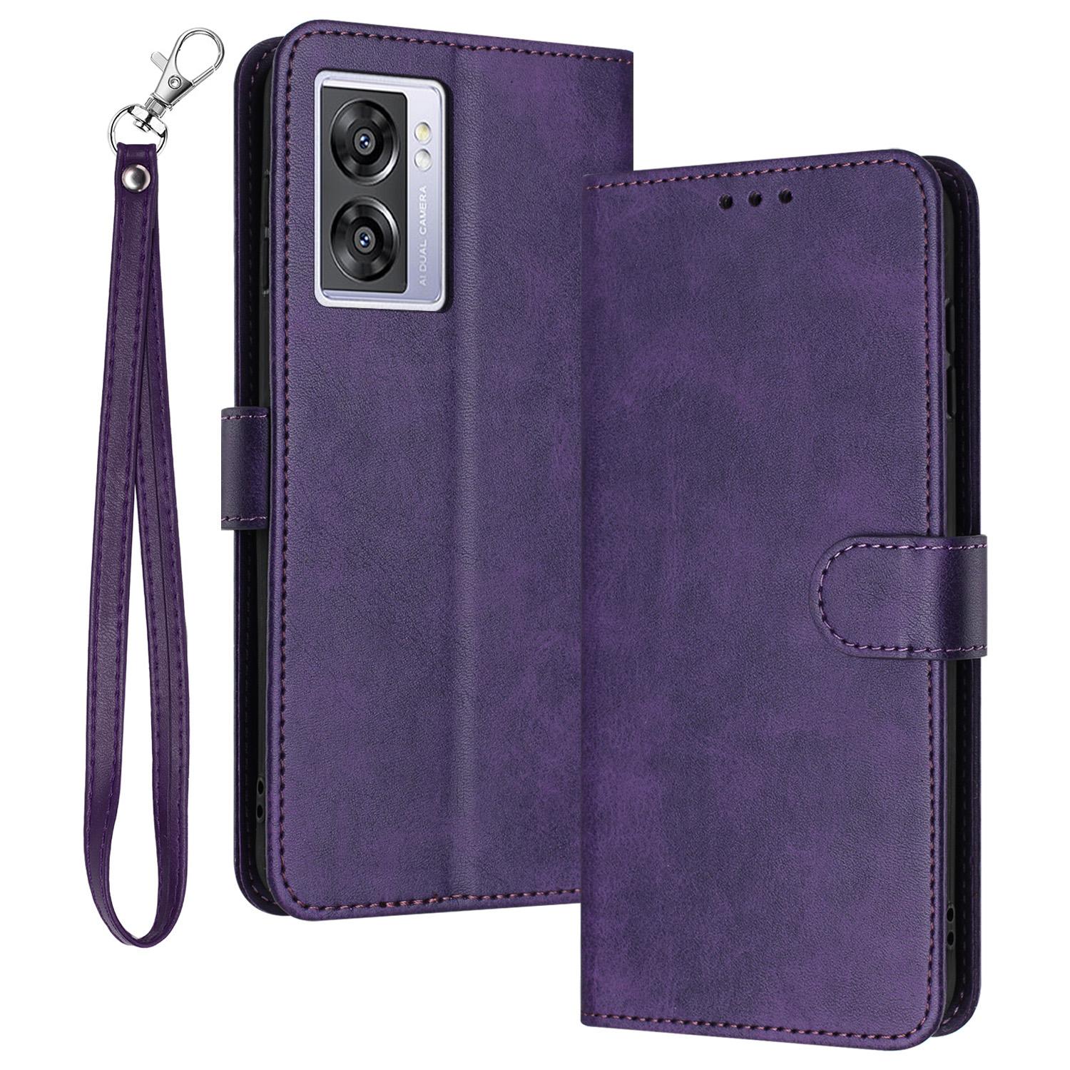 

For Oppo A57 (2022) 5G/A77 5G/A57 4G/A57e 4G/A57s 4G/A77 4G/A77s 4G/OnePlus Nord N20 SE 4G Leather Phone Stand Case Purple