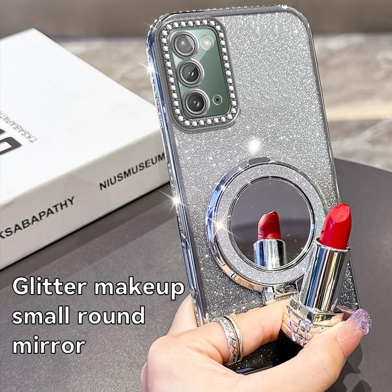 For Samsung Note 20 Plating Diamond Glitter Bling Case For Samsung Galaxy Note 20 Ultra Lens Protection Shockproof Bracket Cover