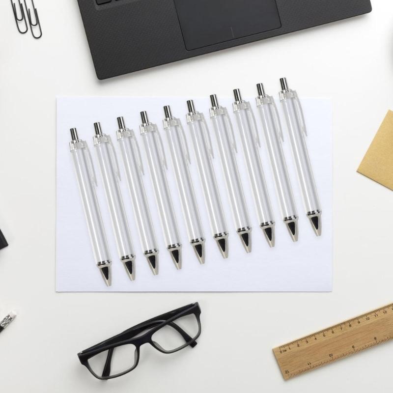 10 Stück Wärmeübertragungsstift Einziehbarer Kugelschreiber Sanftes Schreiben Blanko Sublimationsstift für Vollständigen Druck Kugelschreiber