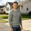 Cable Knit Neck Pullover Sweater in Retro, Color Casual