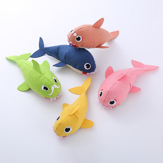 Interactive Plush Cat Toys Cartoon Shark Design with Catnip Teeth-grinding Bite Resistant Prevent Boredom Cat Toys