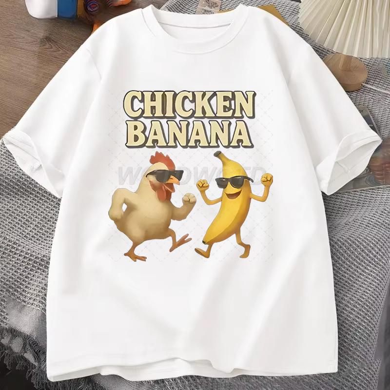 Unisexs Funny Chicken Banana Graphic T Shirts Fashion Casual Tops Unisex Funny Chicken Banana Design Unisexs Unisexs Tshirt Tops