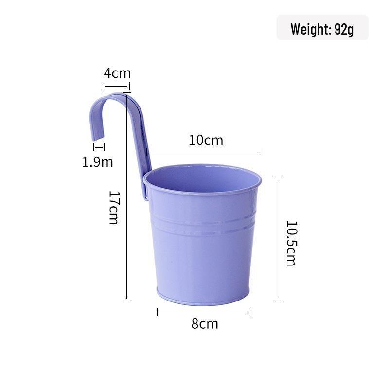 Compact Wrought Iron Hanging Planter for Indoor/Outdoor Use