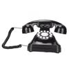 Retro Telephone Classic Button Dial Decorated Corded Landline Phone for Home Office Business Black