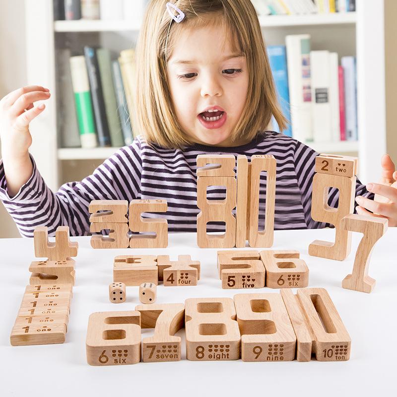 Math building block enlightenment stick number quantity learning pairing wooden teaching aids 3-6 years old early